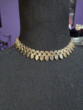 1950s Vintage Antique Coro Serpentine Collar Necklace Gold Tone Stamped Jewelry